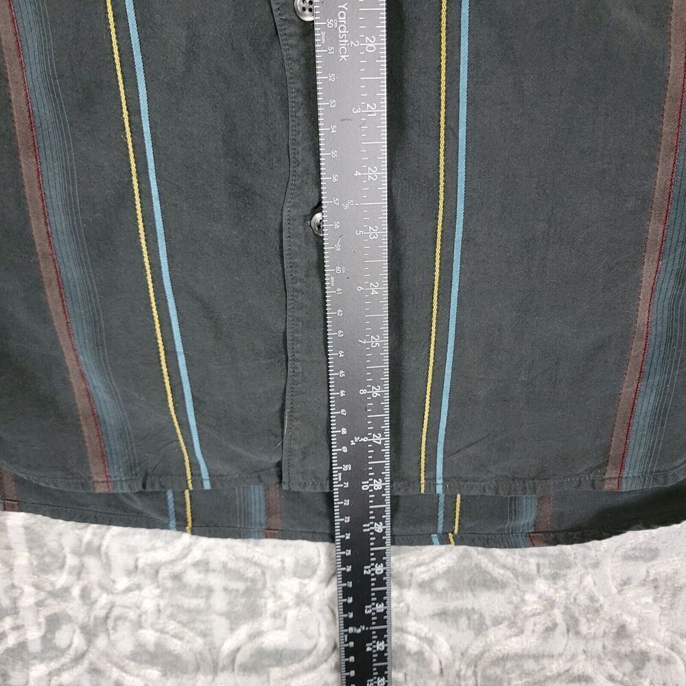 Tommy Bahama Shirt Mens XL Black Silk/Wool Blend Striped Long Sleeve Button Up - Picture 8 of 12